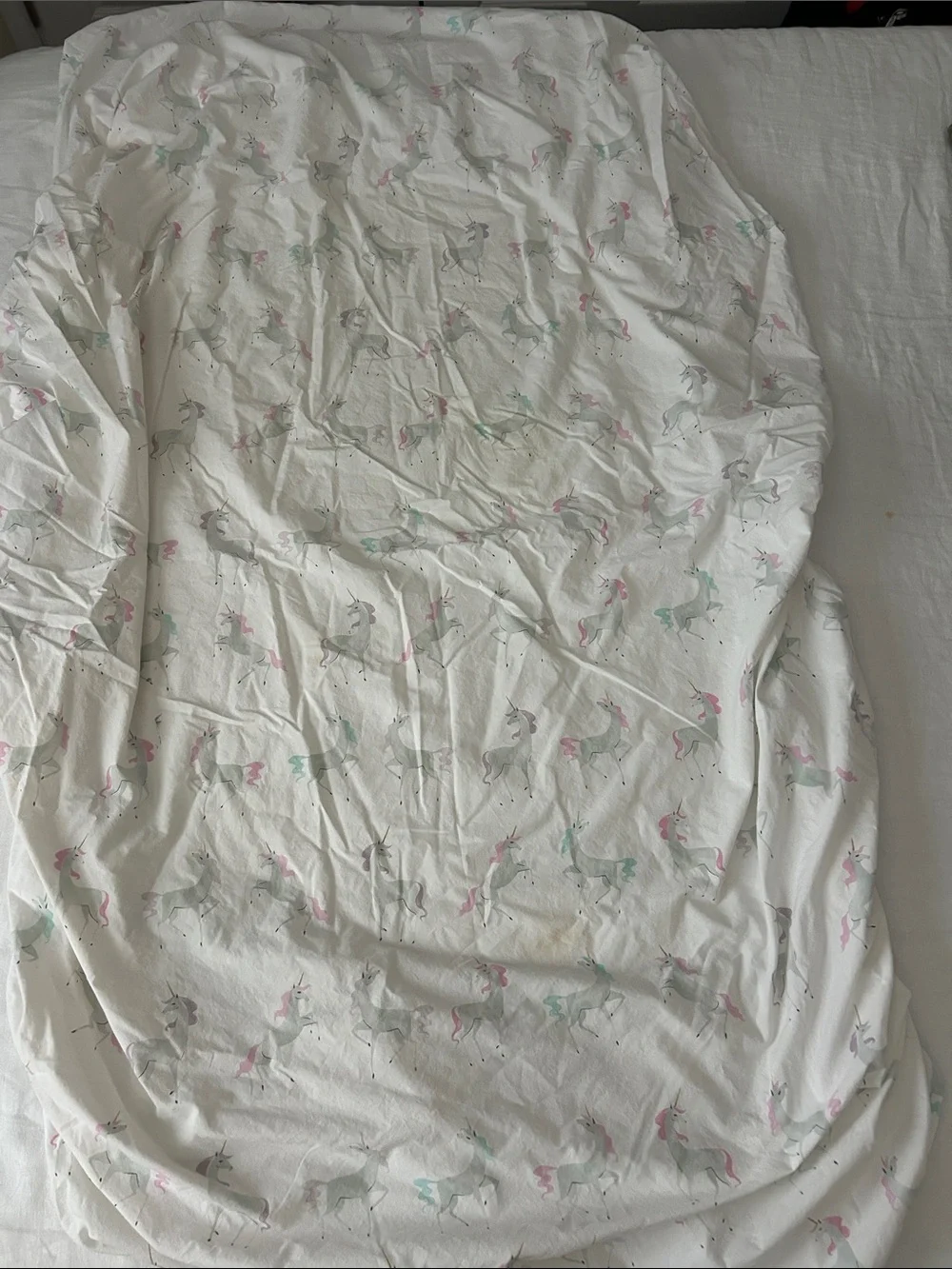 Pottery Barn Kids White Set of Sheets for Twin Bed with Pink & Teal Unicorns
